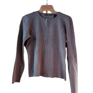 Liz Claiborne Zip Front Grey Cardigan Sweater - Size M